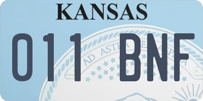 KS license plate 011BNF