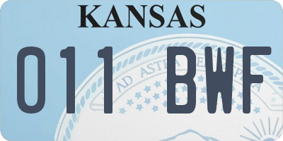 KS license plate 011BWF