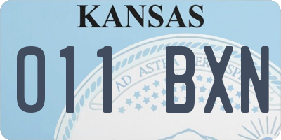 KS license plate 011BXN