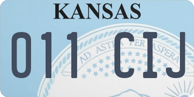 KS license plate 011CIJ