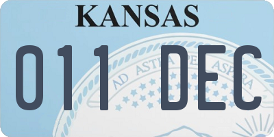 KS license plate 011DEC