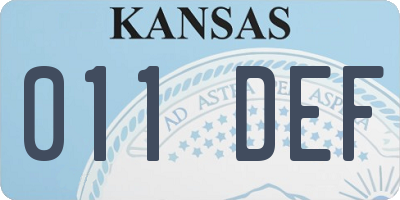 KS license plate 011DEF