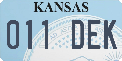 KS license plate 011DEK