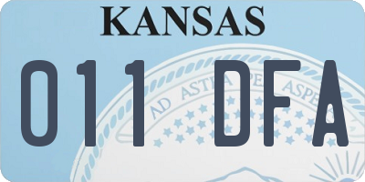 KS license plate 011DFA