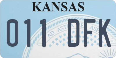 KS license plate 011DFK