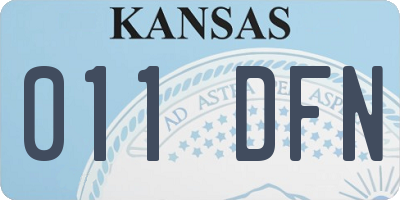 KS license plate 011DFN