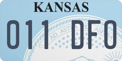 KS license plate 011DFO