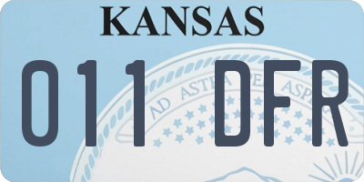 KS license plate 011DFR
