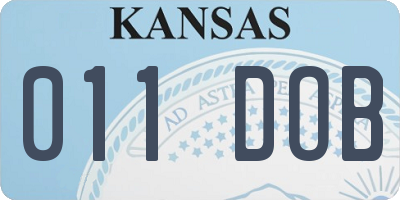 KS license plate 011DOB