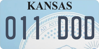 KS license plate 011DOD