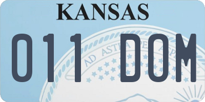 KS license plate 011DOM