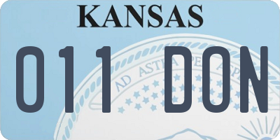 KS license plate 011DON