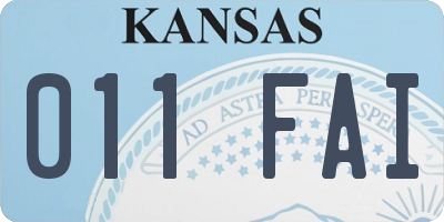 KS license plate 011FAI