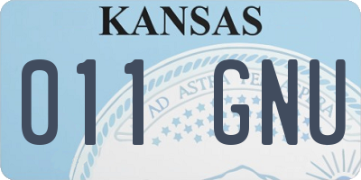 KS license plate 011GNU