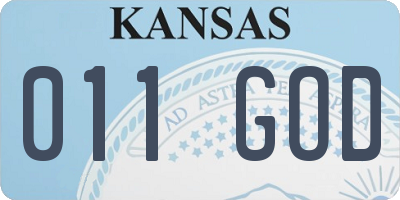 KS license plate 011GOD