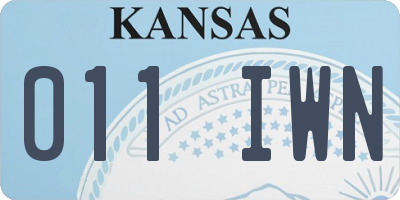 KS license plate 011IWN