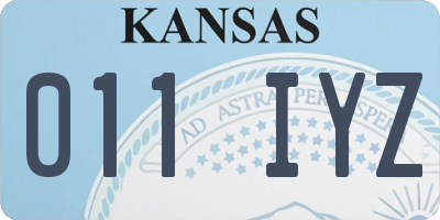 KS license plate 011IYZ
