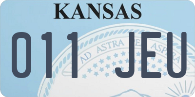 KS license plate 011JEU