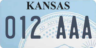 KS license plate 012AAA