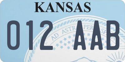 KS license plate 012AAB
