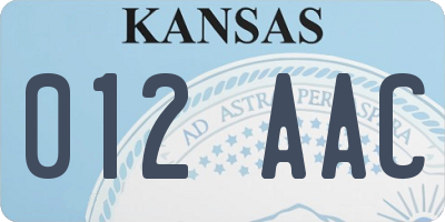 KS license plate 012AAC