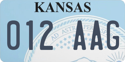 KS license plate 012AAG