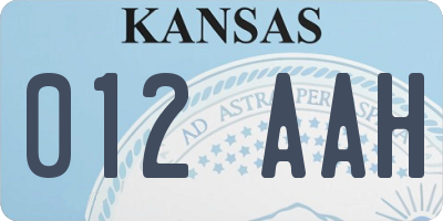 KS license plate 012AAH