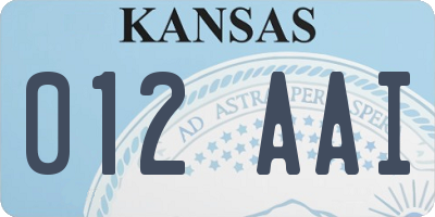 KS license plate 012AAI