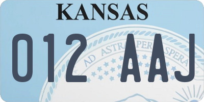 KS license plate 012AAJ