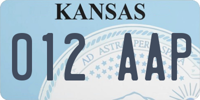 KS license plate 012AAP