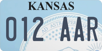 KS license plate 012AAR