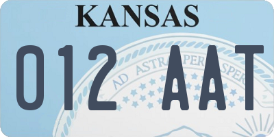KS license plate 012AAT