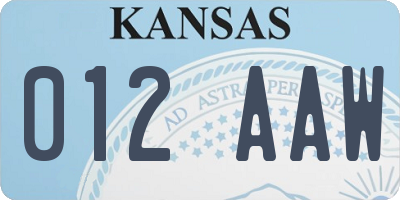 KS license plate 012AAW