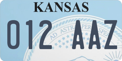 KS license plate 012AAZ