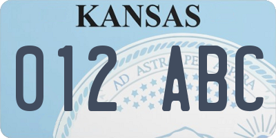 KS license plate 012ABC