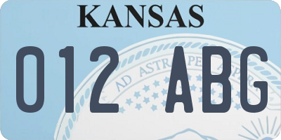 KS license plate 012ABG