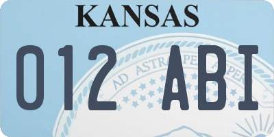 KS license plate 012ABI
