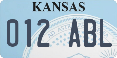 KS license plate 012ABL