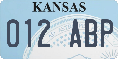 KS license plate 012ABP
