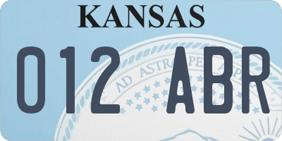 KS license plate 012ABR