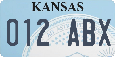 KS license plate 012ABX