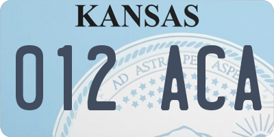 KS license plate 012ACA