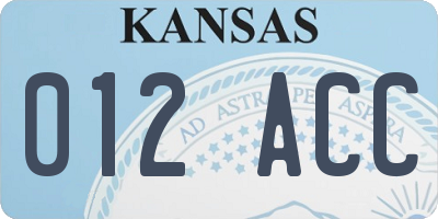 KS license plate 012ACC