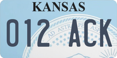 KS license plate 012ACK