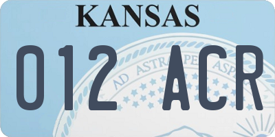 KS license plate 012ACR