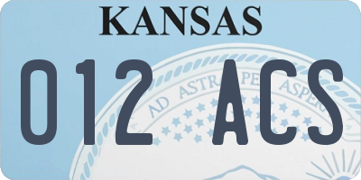 KS license plate 012ACS