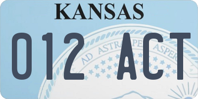 KS license plate 012ACT
