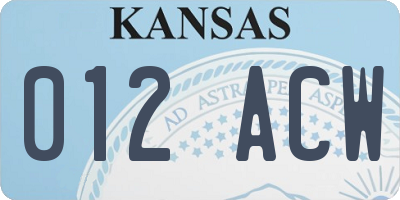 KS license plate 012ACW