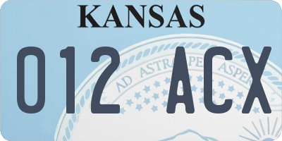 KS license plate 012ACX