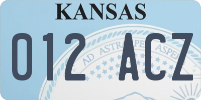KS license plate 012ACZ